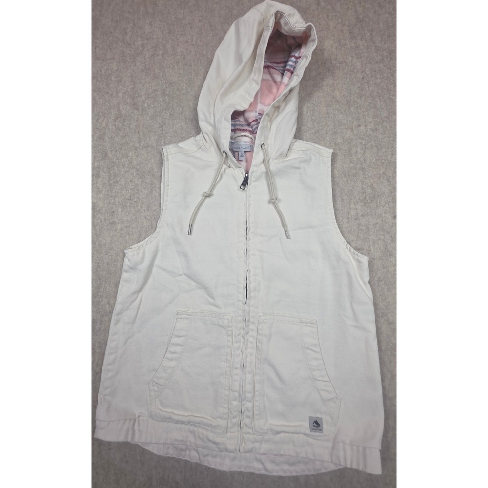 Ocean+Coast sleeveless rugged canvas and flannel hooded vest size small